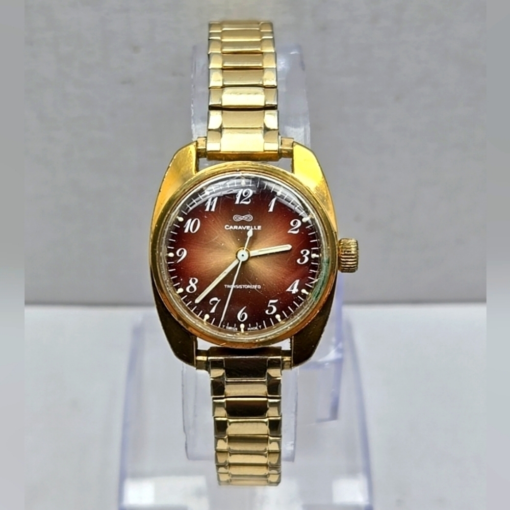 Womens Vintage Caravelle By Bulova Electronic Watch Gold Tone New Battery